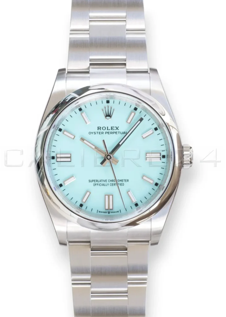 Rolex Oyster Perpetual 36 turquoise Tiffany dial 126000-0006 2025 brand new front view Oystersteel