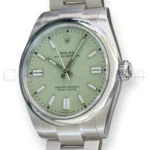 Rolex Oyster Perpetual 41 Pistachio Dial 134300 Smooth Bezel Oyster Bracelet Brand New 2026 full set with box and papers available at Calibre24 Luxury Watches Perth Australia