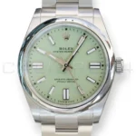 Rolex Oyster Perpetual 41 Pistachio Dial 134300 Smooth Bezel Oyster Bracelet Brand New 2026 full set with box and papers available at Calibre24 Luxury Watches Perth Australia