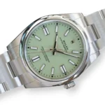Rolex Oyster Perpetual 41 Pistachio Dial 134300 Smooth Bezel Oyster Bracelet Brand New 2026 full set with box and papers available at Calibre24 Luxury Watches Perth Australia