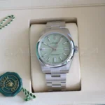Rolex Oyster Perpetual 41 Pistachio Dial 134300 Smooth Bezel Oyster Bracelet Brand New 2026 full set with box and papers available at Calibre24 Luxury Watches Perth Australia
