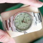 Rolex Oyster Perpetual 41 Pistachio Dial 134300 Smooth Bezel Oyster Bracelet Brand New 2026 full set with box and papers available at Calibre24 Luxury Watches Perth Australia