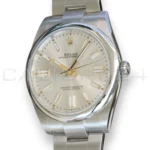 Rolex Oyster Perpetual 41 silver sunray dial 124300-0001 2023 mint Oystersteel front view