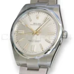 Rolex Oyster Perpetual 41 silver sunray dial 124300-0001 2023 mint Oystersteel front view