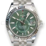 Rolex Sky Dweller Mint Green Dial 336934 Fluted Bezel Jubilee Bracelet Brand New 2026 full set with box and papers available at Calibre24 Luxury Watches Perth Australia