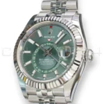Rolex Sky Dweller Mint Green Dial 336934 Fluted Bezel Jubilee Bracelet Brand New 2026 full set with box and papers available at Calibre24 Luxury Watches Perth Australia