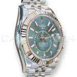 Rolex Sky Dweller Mint Green Dial 336934 Fluted Bezel Jubilee Bracelet Brand New 2026 full set with box and papers available at Calibre24 Luxury Watches Perth Australia