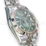 Rolex Sky Dweller Mint Green Dial 336934 Fluted Bezel Jubilee Bracelet Brand New 2026 full set with box and papers available at Calibre24 Luxury Watches Perth Australia