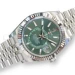 Rolex Sky Dweller Mint Green Dial 336934 Fluted Bezel Jubilee Bracelet Brand New 2026 full set with box and papers available at Calibre24 Luxury Watches Perth Australia