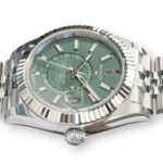 Rolex Sky Dweller Mint Green Dial 336934 Fluted Bezel Jubilee Bracelet Brand New 2026 full set with box and papers available at Calibre24 Luxury Watches Perth Australia