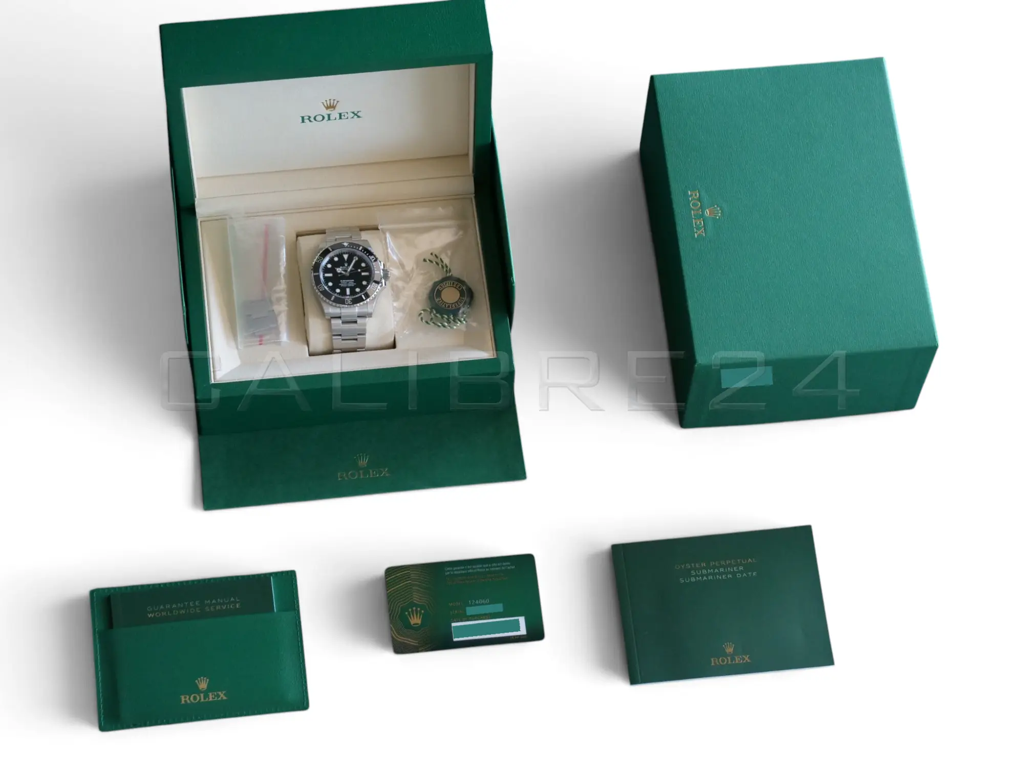 Rolex Submariner No Date 124060 2026 full set box green warranty card papers Calibre24