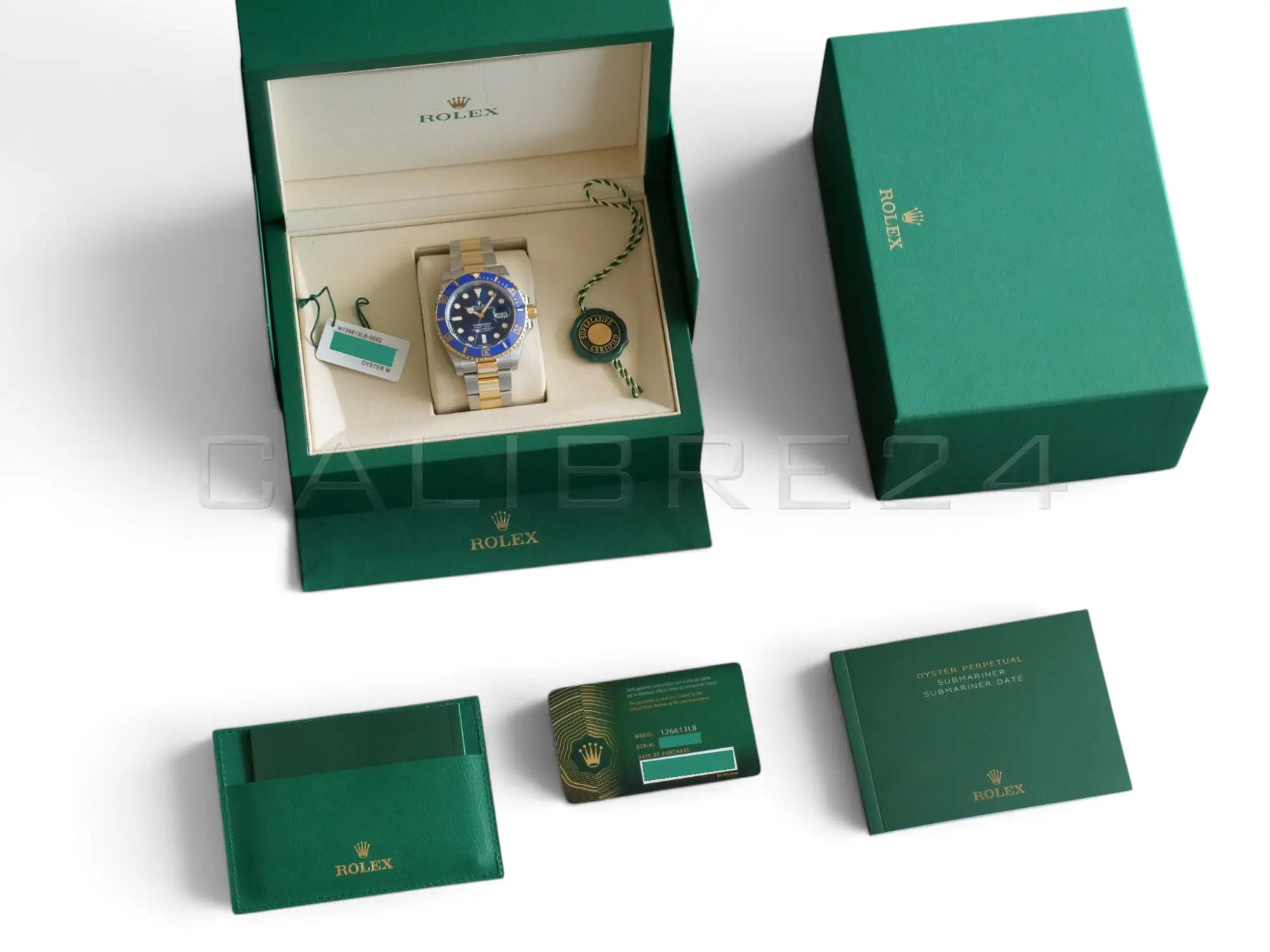 Rolex Submariner Date Bluesy 126613LB 2025 mint full set box green warranty card papers Calibre24 Perth