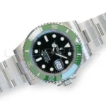 Rolex 126610LV green MK2 Cerachrom bezel platinum graduation 120-click unidirectional 2026 close-up