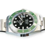 Rolex 126610LV green MK2 Cerachrom bezel platinum graduation 120-click unidirectional 2026 close-up