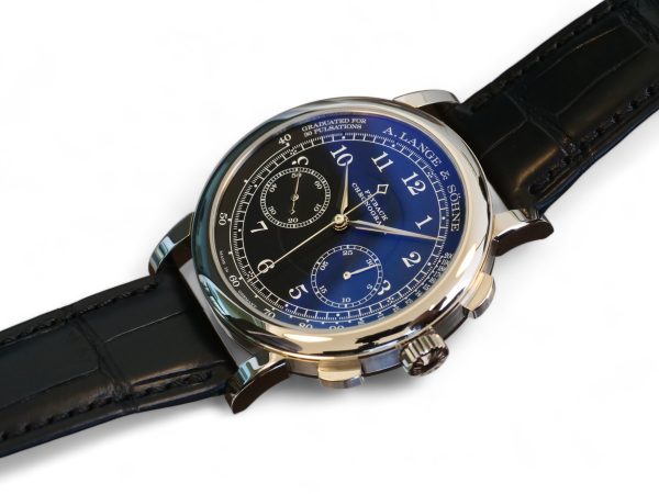 A. LANGE SOHNE 1815 CHRONOGRAPH 18 CT WHITE GOLD BLACK DIAL Calibre24 Luxury Watches