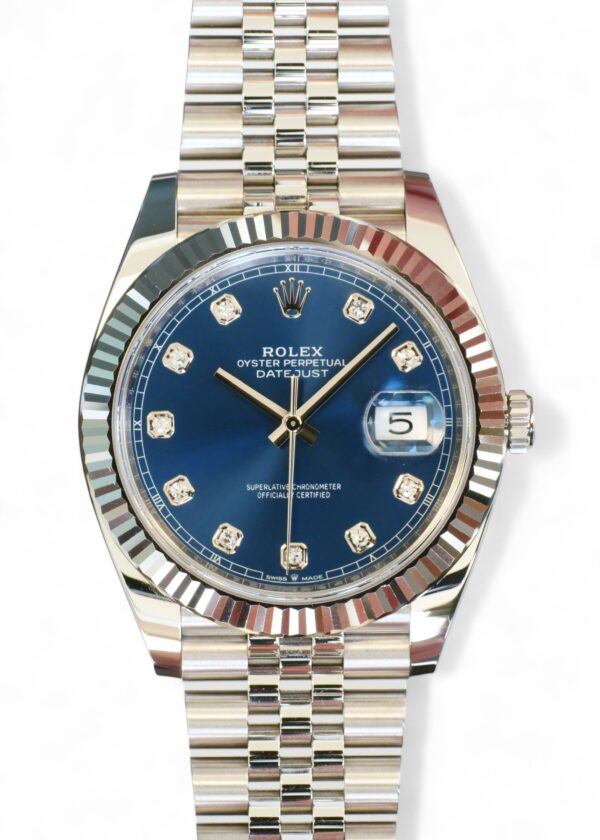 Rolex datejust 41 blue diamond best sale