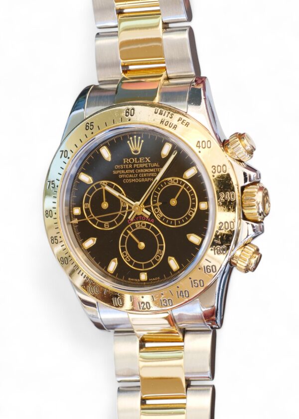 ROLEX DAYTONA TWO TONE 116523 BLACK DIAL Calibre24 Luxury Watches