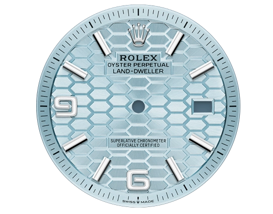 Rolex Land-Dweller ice blue dial on platinum model only