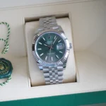 Rolex DateJust 41 Mint Green Jubilee Bracelet New Watch full set 2021 for sale at Calibre24 Luxury Watches Perth Australia 1