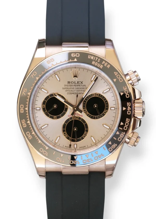 Rolex Cosmograph Daytona, in Sundust and Bright Black dial, 18ct Everose gold case with an Oysterflex bracelet, model reference 126515LN