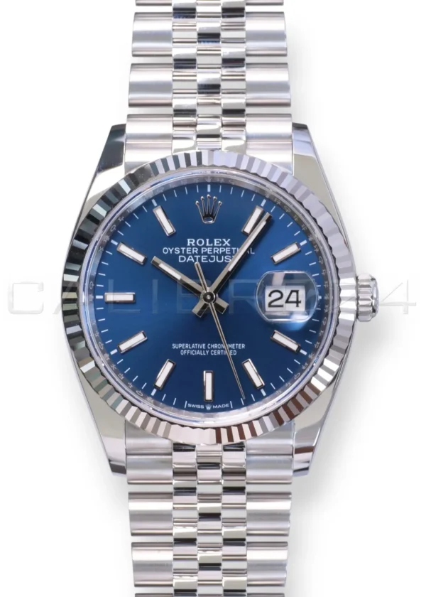 Rolex Datejust 36 Bright Blue Dial Rolex Datejust 36 Blue Dial 126234 Jubilee Bracelet Fluted BEzel Brand New 2026 full set with box and papers available at Calibre24 Luxury Watches Perth Australia