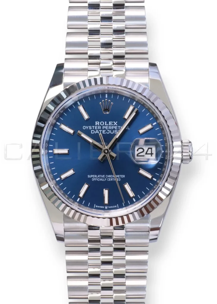 Rolex Datejust 36 Bright Blue Dial Rolex Datejust 36 Blue Dial 126234 Jubilee Bracelet Fluted BEzel Brand New 2026 full set with box and papers available at Calibre24 Luxury Watches Perth Australia