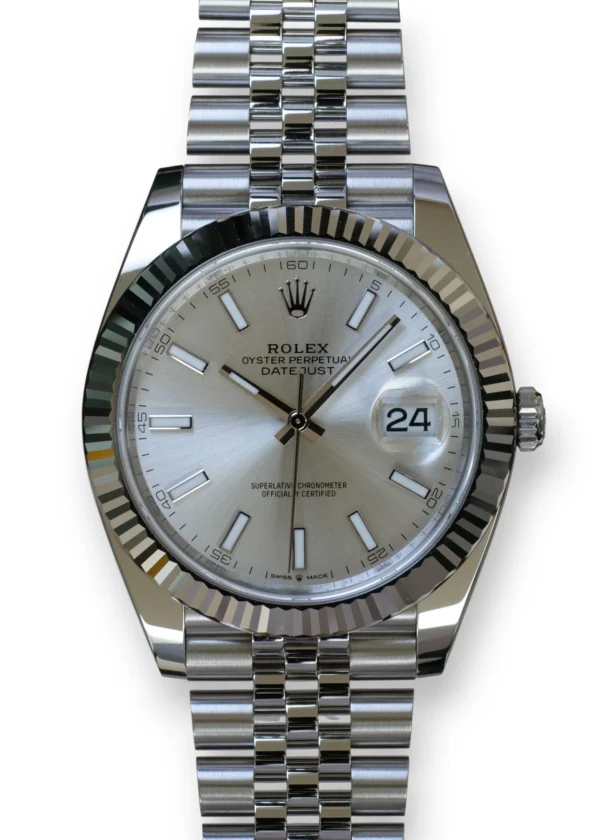 Rolex DateJust 41 Silver Dial Jubilee Bracelet New Watch full set 2025 for sale at Calibre24 Luxury Watches Perth Australia