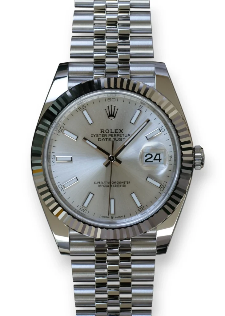 Rolex DateJust 41 Silver Dial Jubilee Bracelet New Watch full set 2025 for sale at Calibre24 Luxury Watches Perth Australia