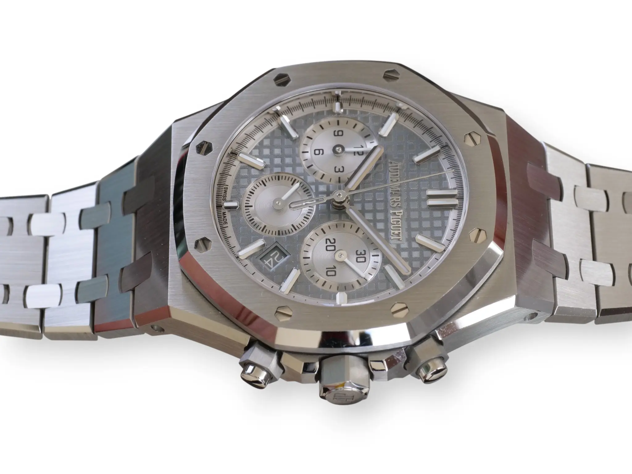 Audemars Piguet Royal Oak Chronograph 26715ST Mint Like New Condition 2024 full set with box and papers for sale at Calibre24 Luxury Watches Perth Australia