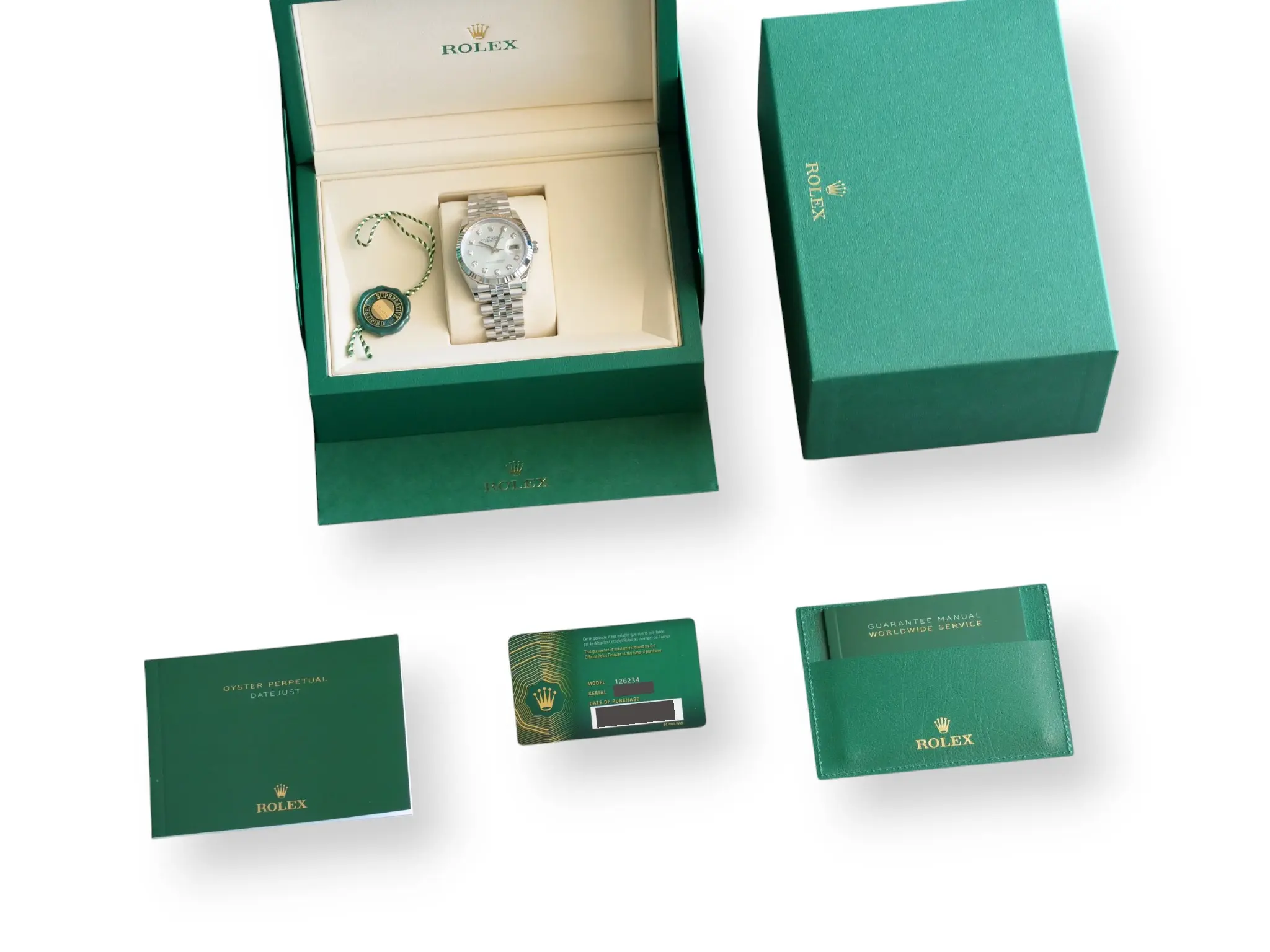 Rolex Datejust 36 Mother Of Pearl Diamond Dial 126234 2025 Brand New Condition full set with box and papers for sale at Calibre24 Luxury Watches Perth Australia