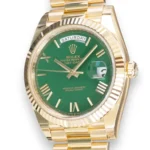Rolex Day Date 228238 Money Green Dial 18k Gold Brand New 2025 full set with box and papers for sale at Calibre24 Luxury Watches Perth Australia 01