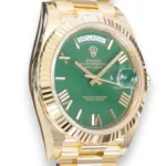 Rolex Day Date 228238 Money Green Dial 18k Gold Brand New 2025 full set with box and papers for sale at Calibre24 Luxury Watches Perth Australia 01