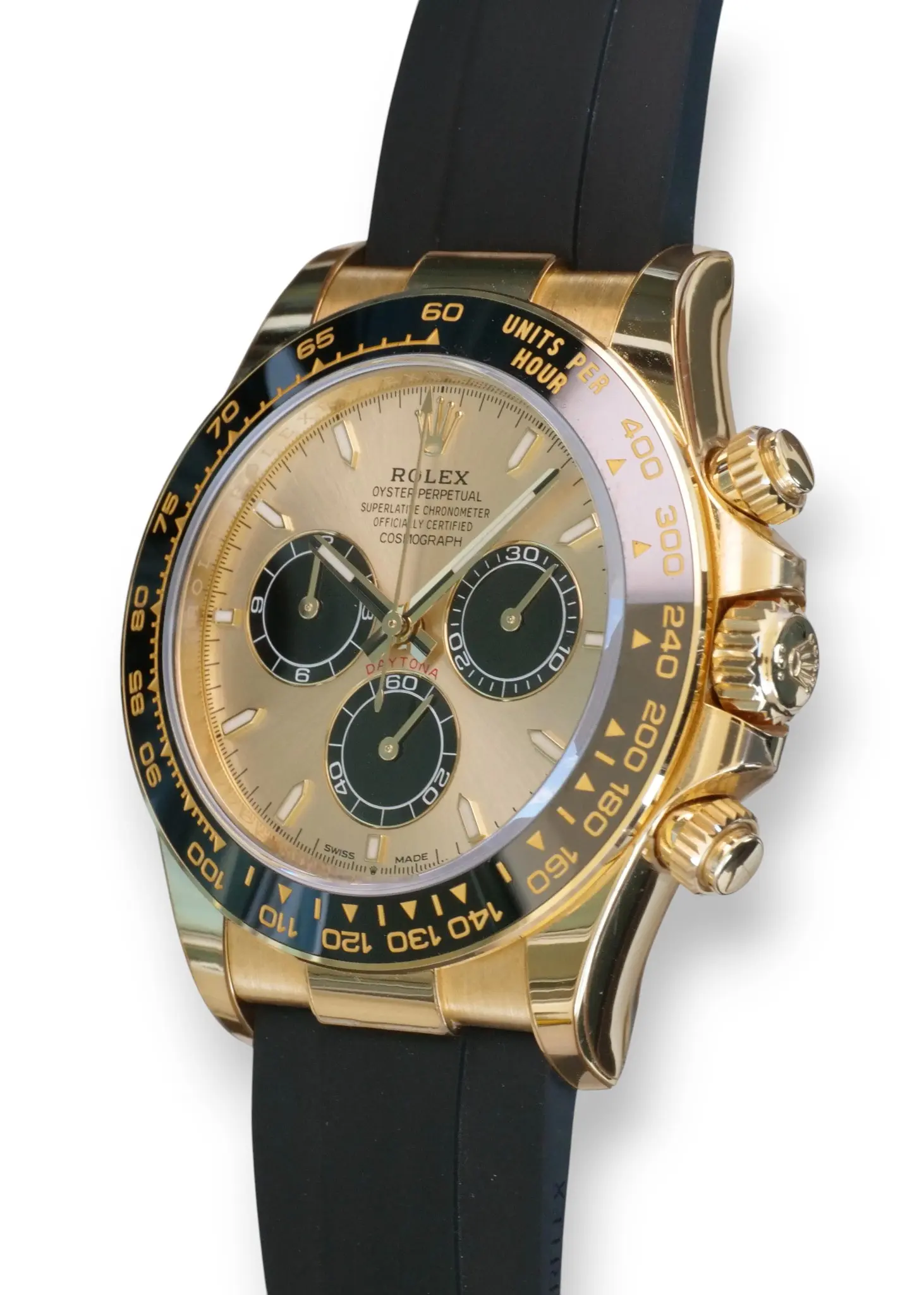 Rolex Daytona Pikachu 126518LN Yellow Golld Oyster Flex 2024 Mint Condition full set with box and papers for sale at Calibre24 Luxury Watches Perth Australia 01
