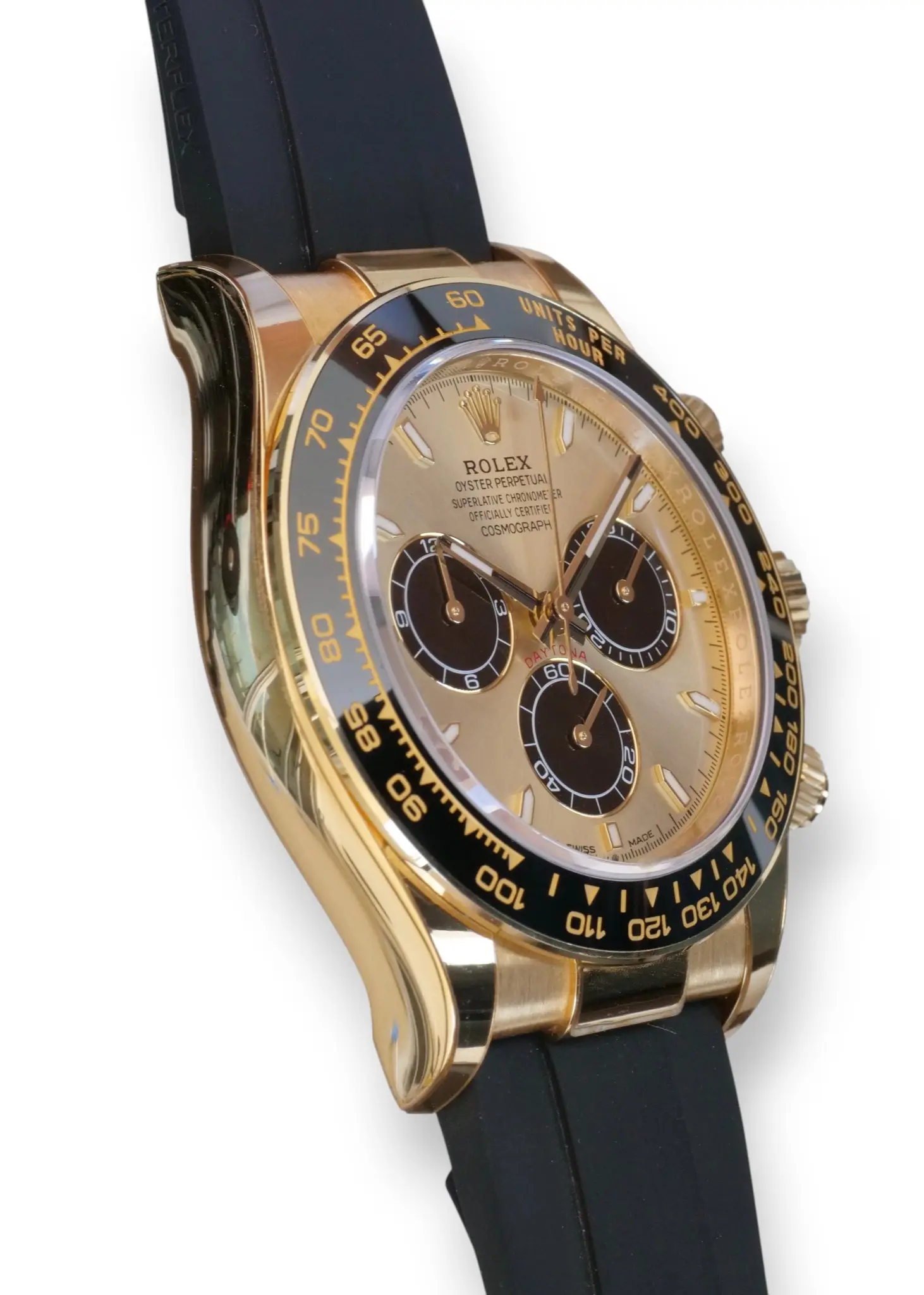 Rolex Daytona Pikachu 126518LN Yellow Golld Oyster Flex 2024 Mint Condition full set with box and papers for sale at Calibre24 Luxury Watches Perth Australia 01
