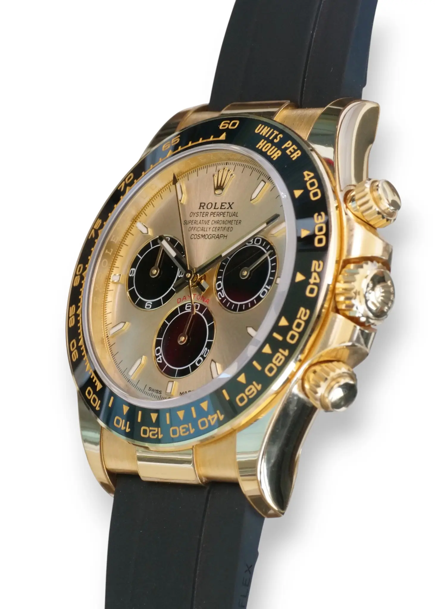 Rolex Daytona Pikachu 126518LN Yellow Golld Oyster Flex 2024 Mint Condition full set with box and papers for sale at Calibre24 Luxury Watches Perth Australia 01