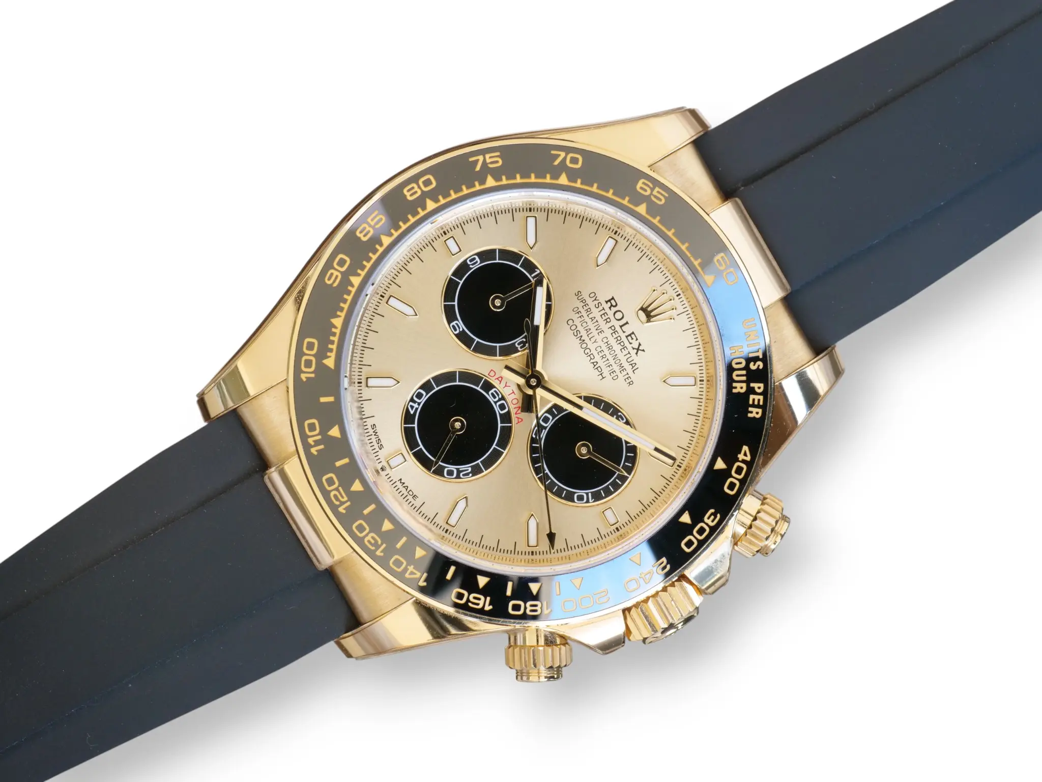 Rolex Daytona Pikachu 126518LN Yellow Golld Oyster Flex 2024 Mint Condition full set with box and papers for sale at Calibre24 Luxury Watches Perth Australia 01