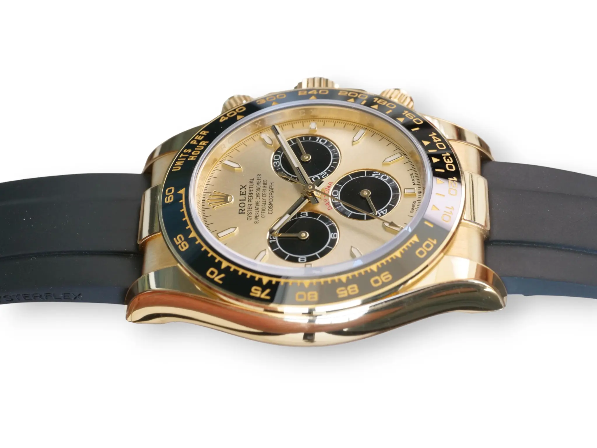 Rolex Daytona Pikachu 126518LN Yellow Golld Oyster Flex 2024 Mint Condition full set with box and papers for sale at Calibre24 Luxury Watches Perth Australia 01