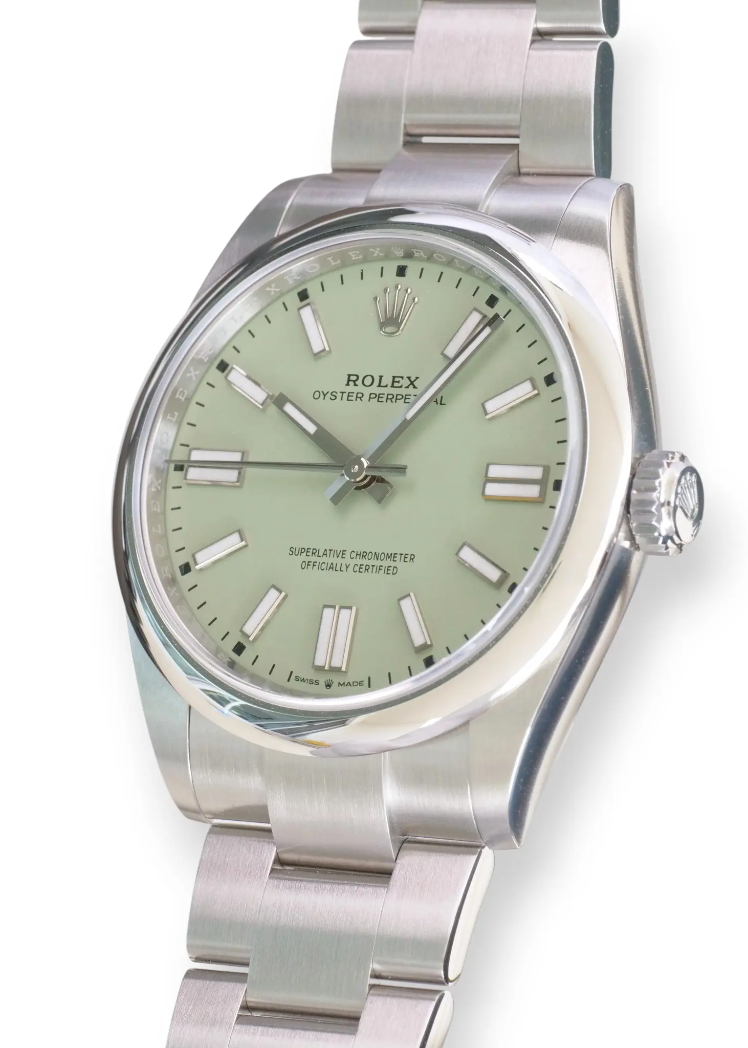 Rolex OP41 Pistachio 134300 2025 full set with box and papers for sale at Calibre24 Luxury Watches Perth Australia 14