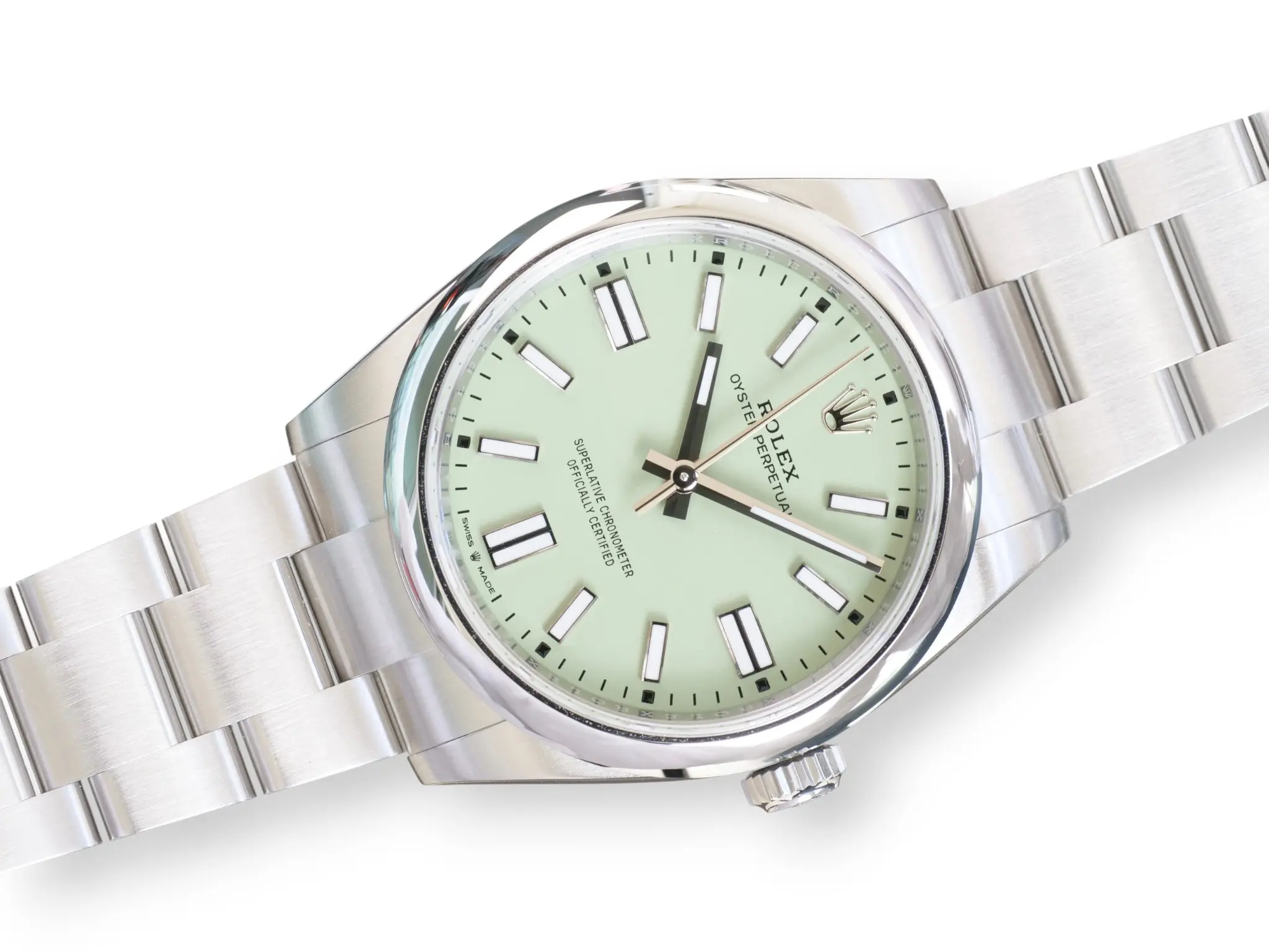 Rolex OP41 Pistachio 134300 2025 full set with box and papers for sale at Calibre24 Luxury Watches Perth Australia 14