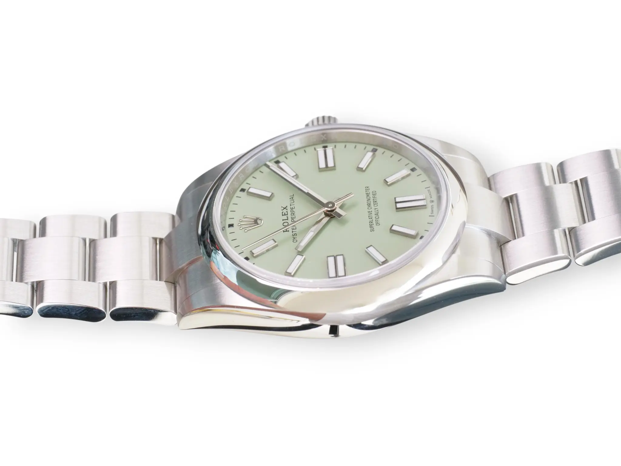 Rolex OP41 Pistachio 134300 2025 full set with box and papers for sale at Calibre24 Luxury Watches Perth Australia 14