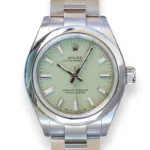 Rolex Oyster Perpetual 28 Pistachio Dial 276200 OP28 Brand New 2025 full set with box and papers for sale at Calibre24 Luxury Watches Perth Australia