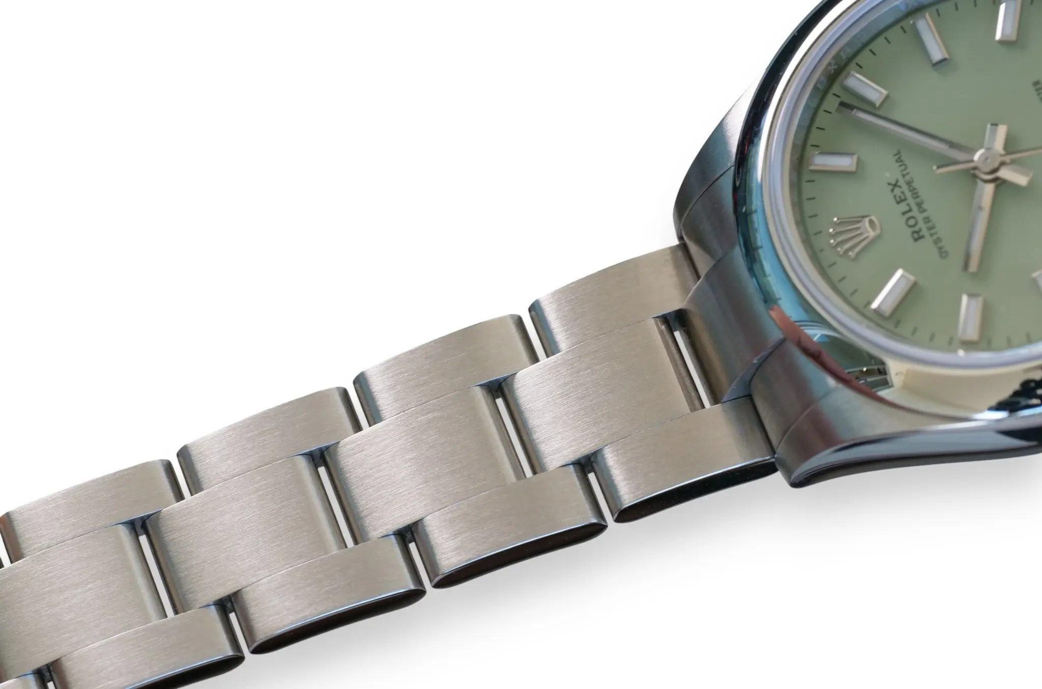 Rolex Oyster Perpetual 28 Pistachio Dial 276200 OP28 Brand New 2025 full set with box and papers for sale at Calibre24 Luxury Watches Perth Australia