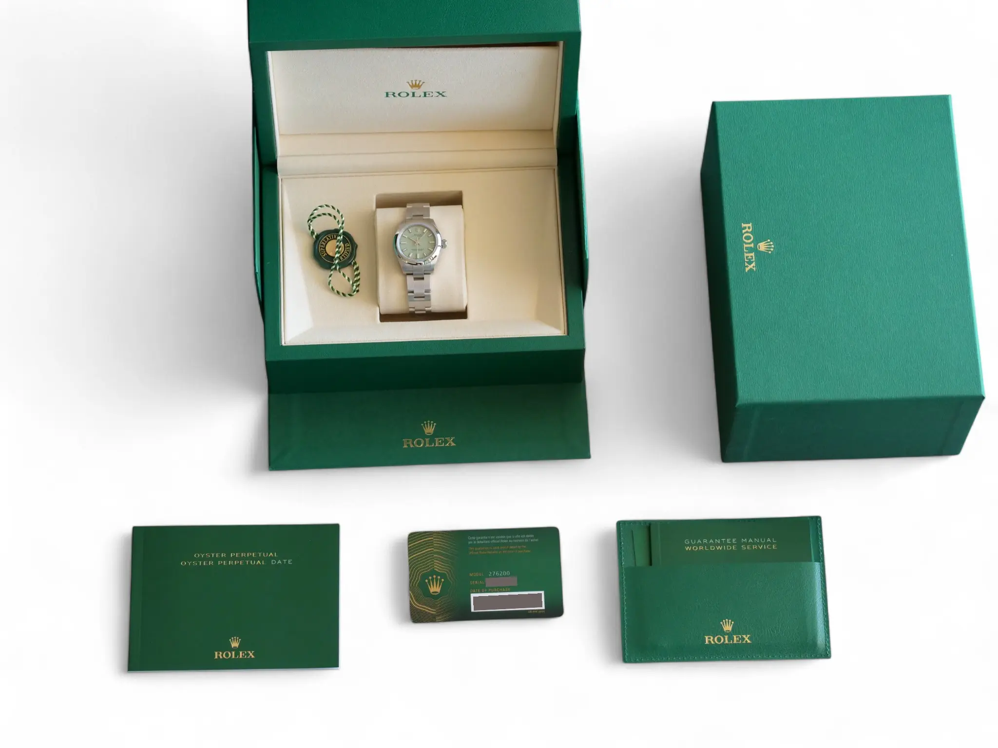 Rolex Oyster Perpetual 28 Pistachio Dial 276200 OP28 Brand New 2025 full set with box and papers for sale at Calibre24 Luxury Watches Perth Australia