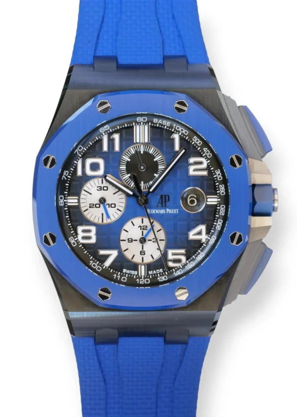 Audemars Piguet Royal Oak Offshore Ceramic Smoked Blue Audemars Piguet Royal Oak Offshore 26405CE Ceramic Smoked Blue 2021 Mint Condition full set with box and papers for sale at Calibre24 Luxury Watches Perth Australia
