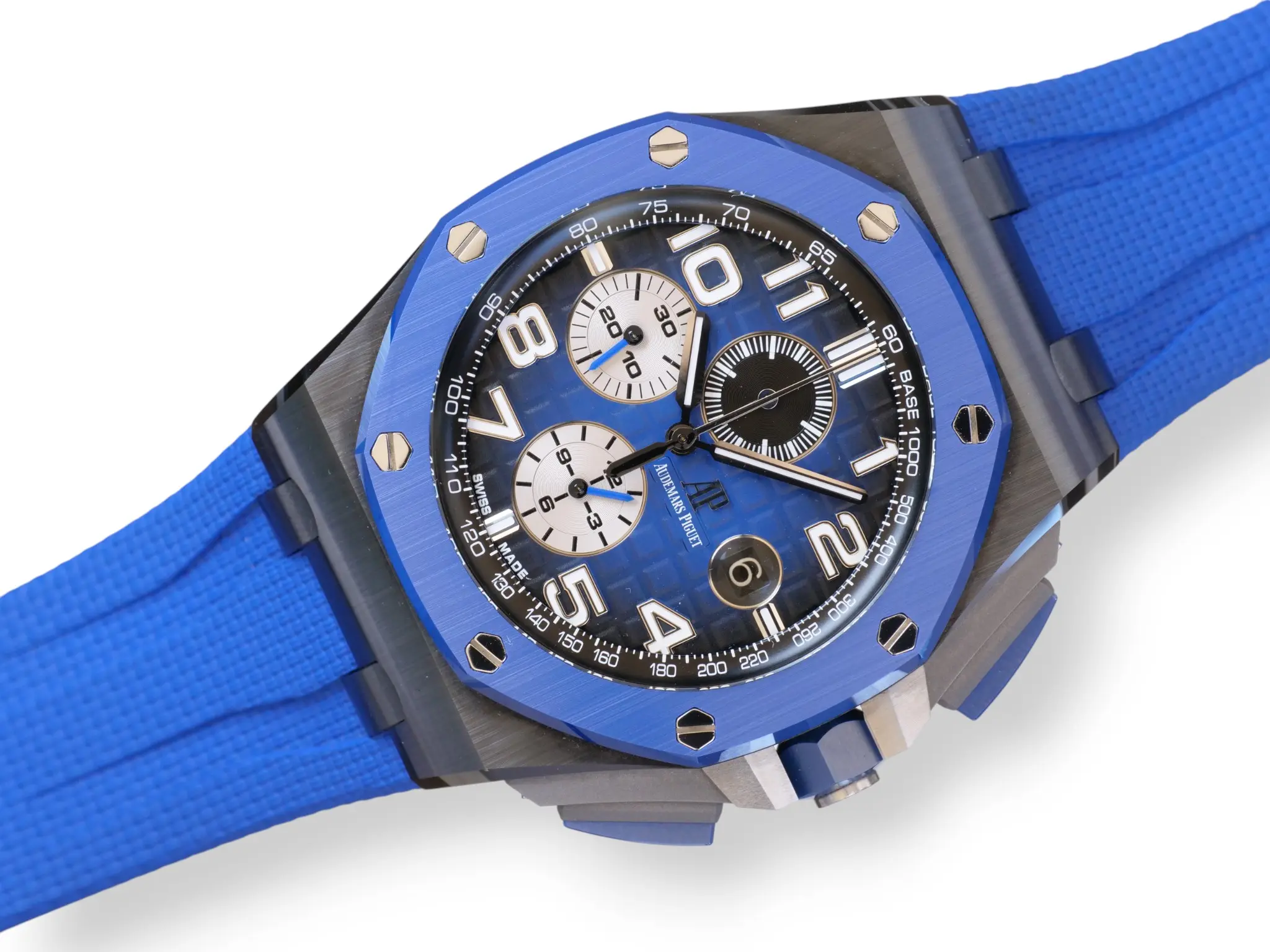Audemars Piguet Royal Oak Offshore 26405CE Ceramic Smoked Blue 2021 Mint Condition full set with box and papers for sale at Calibre24 Luxury Watches Perth Australia