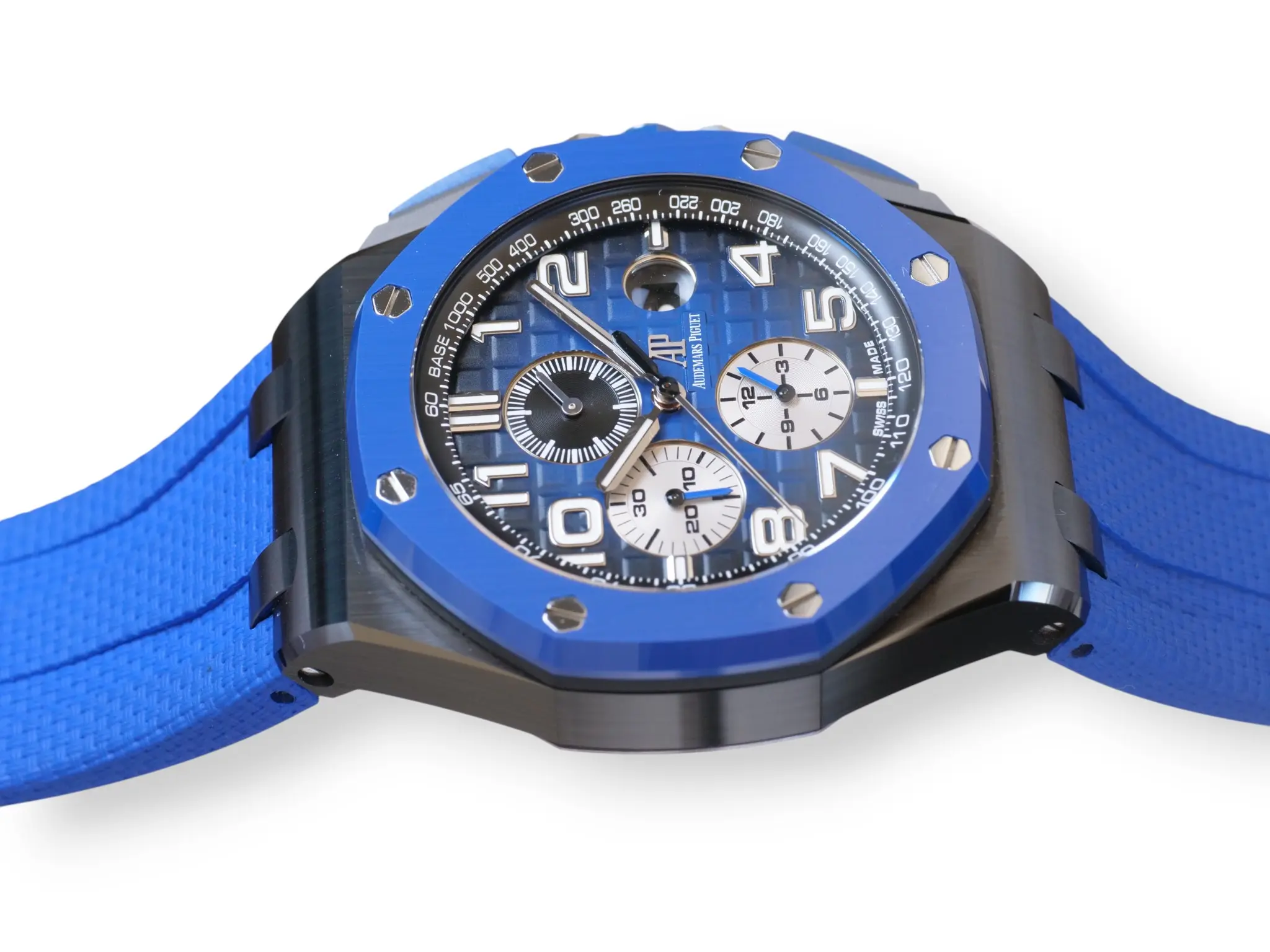 Audemars Piguet Royal Oak Offshore 26405CE Ceramic Smoked Blue 2021 Mint Condition full set with box and papers for sale at Calibre24 Luxury Watches Perth Australia