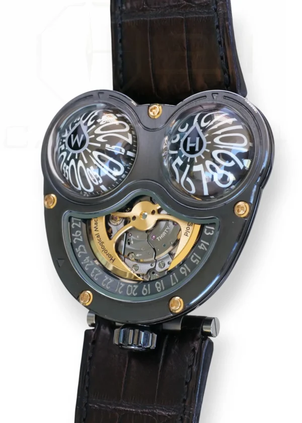 MB&F HM03 Poison Dart Black Frog Hour Glass Limited Edition zirconium 2017 Excellent Condition Collectors full set with box and papers for sale at Calibre24 Luxury Watches Perth Australia