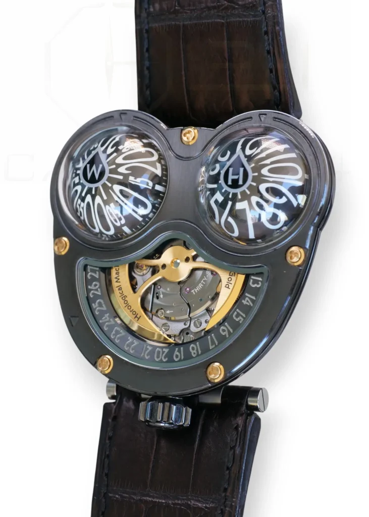 MB&F HM03 Poison Dart Black Frog Hour Glass Limited Edition zirconium 2017 Excellent Condition Collectors full set with box and papers for sale at Calibre24 Luxury Watches Perth Australia