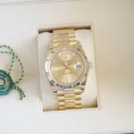 Rolex Day Date 40 Champagne 228238 Baguette dial 2023 New and unworn full set with box and papers for sale at Calibre24 Luxury Watches Perth Australia