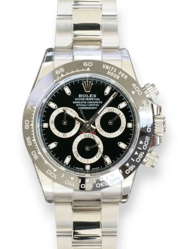 Rolex Cosmograph Daytona 116500LN Black Dial Mint Condition 2022 full set with box and papers for sale at Calibre24 Luxury Watches Perth Australia